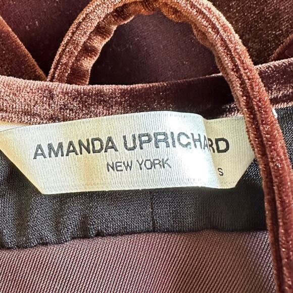 Amanda Uprichard Jasalina Mini Dress in Cocoa Brown Velvet Small - Picture 6 of 8